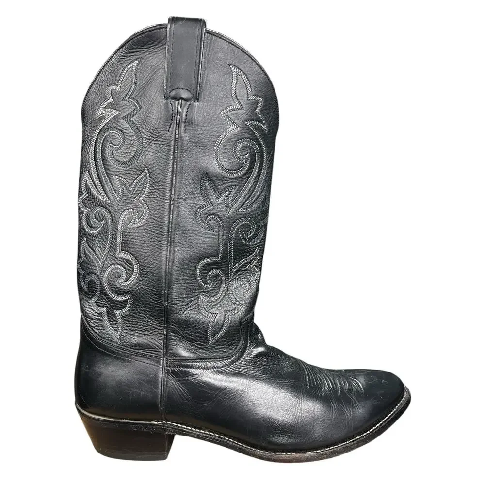 Justin Men’s Black Leather Western Cowboy Boots Size US 14 D